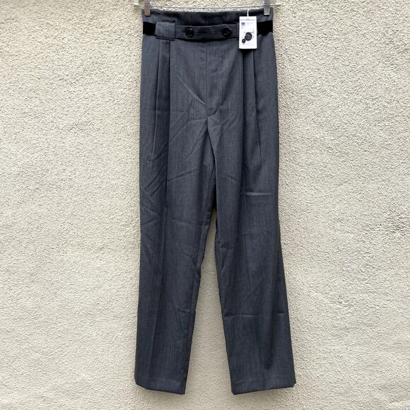 NEW Helmut Lang Hi Waist Paperbag Gabardine Pants 10 Grey - Picture 2 of 10
